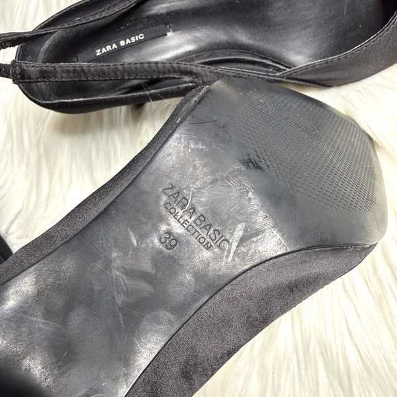 Zara Black Satin Slingback Heels - Picture 4 of 7
